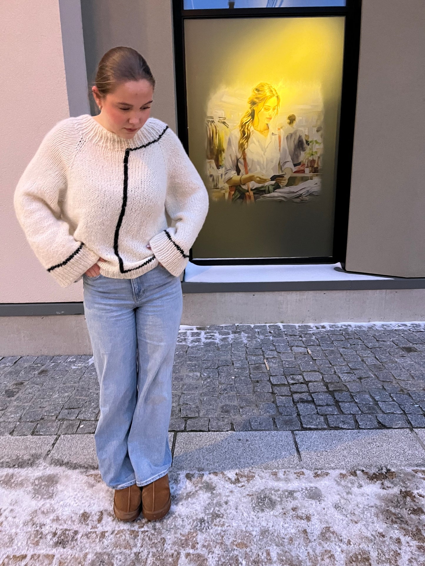 Contrast sweater – oversized genser med kontrastdetaljer