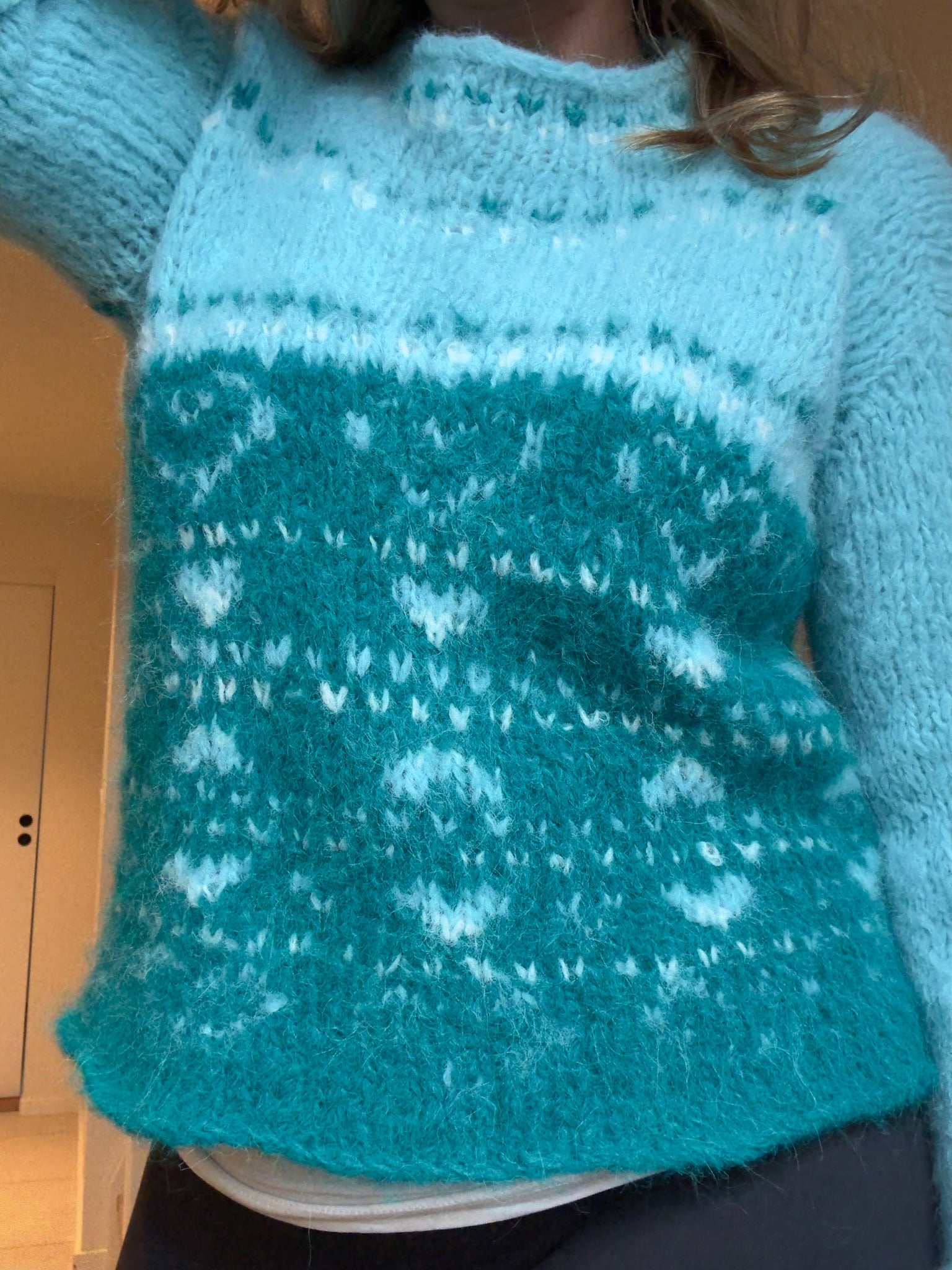 Green Heart – Myk genser med chunky hjertemønster