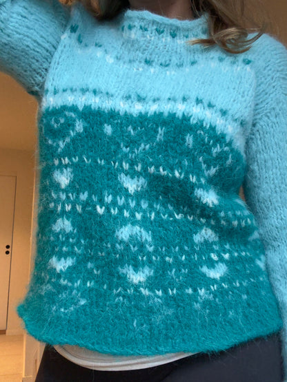 Green Heart – Myk genser med chunky hjertemønster