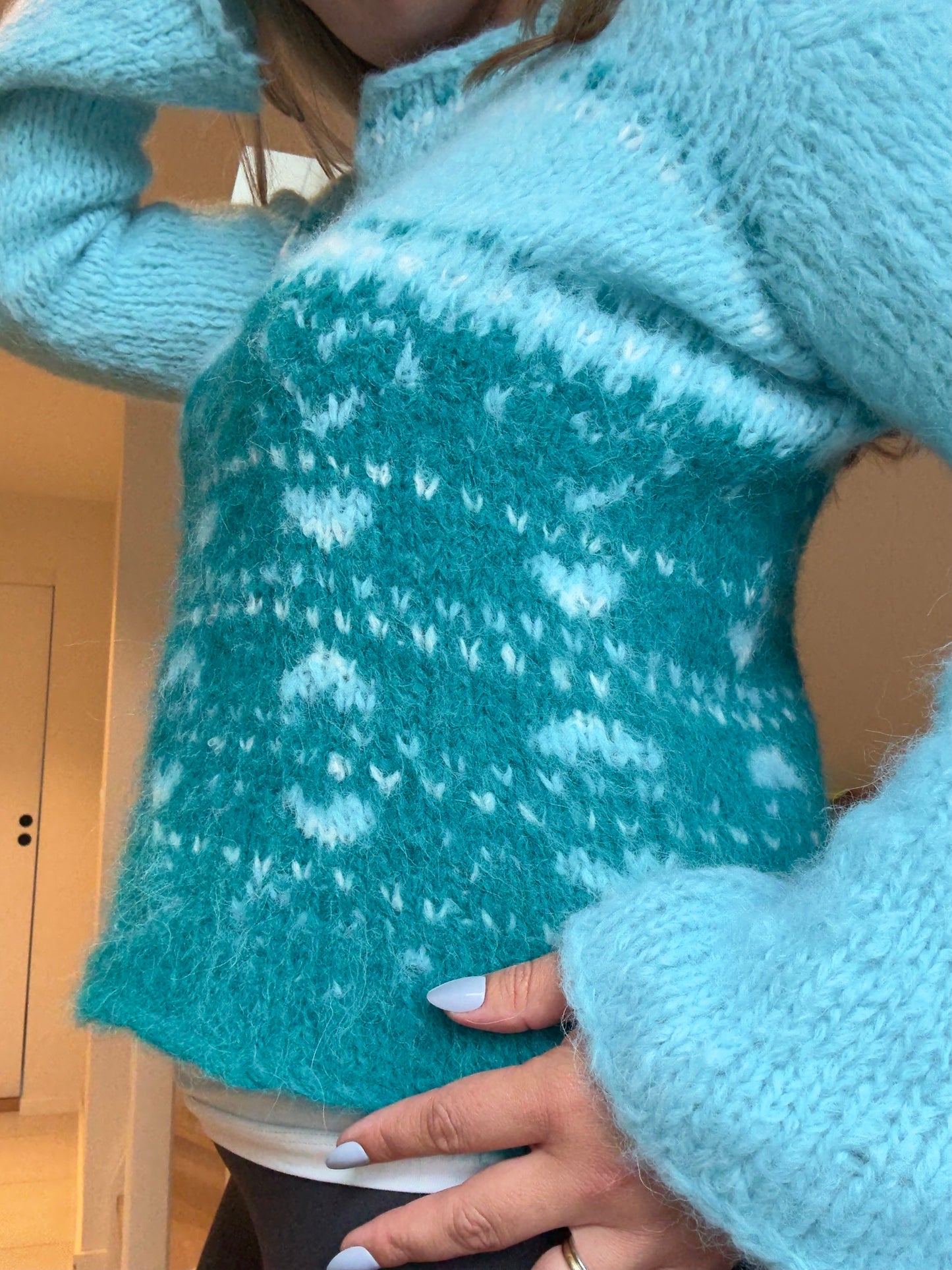 Green Heart – Myk genser med chunky hjertemønster