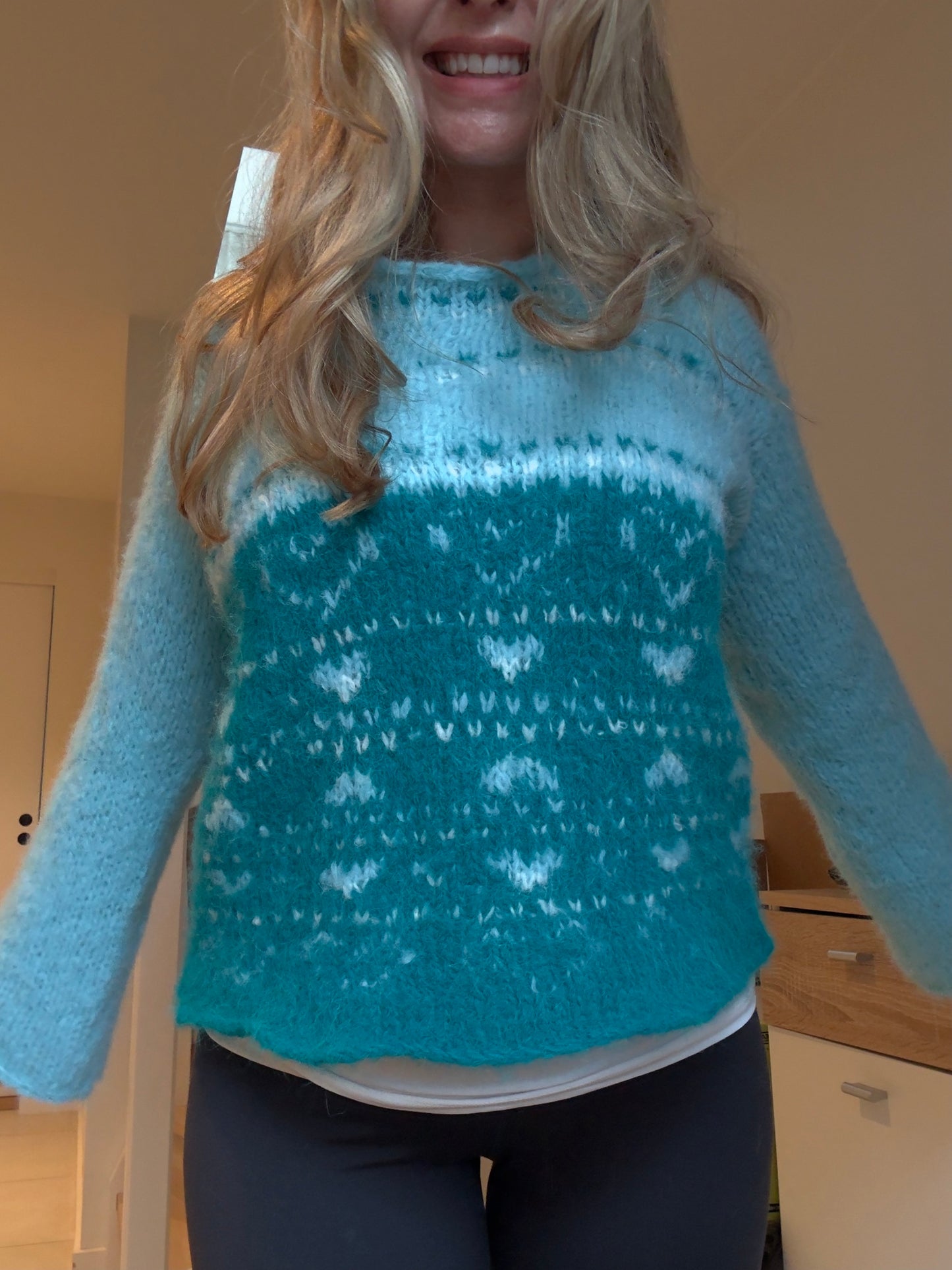 Green Heart – Myk genser med chunky hjertemønster