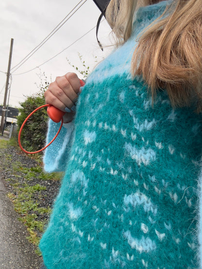 Green Heart – Myk genser med chunky hjertemønster