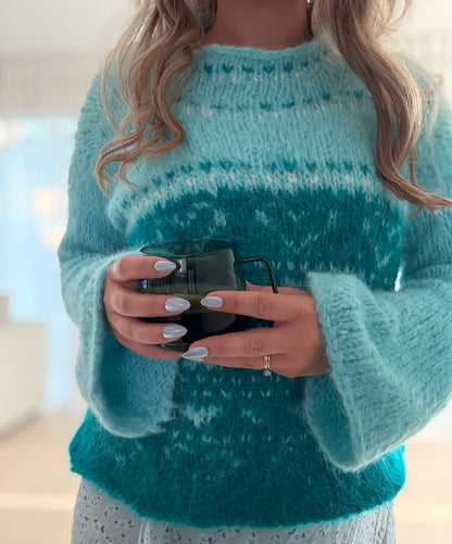 Green Heart – Myk genser med chunky hjertemønster