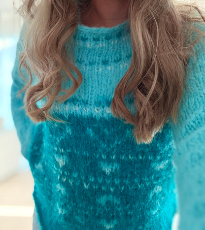 Green Heart – Myk genser med chunky hjertemønster
