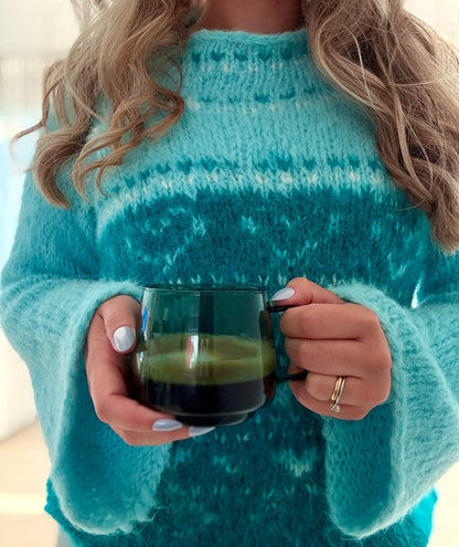 Green Heart – Myk genser med chunky hjertemønster