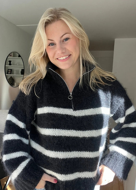 Emiliezipper med striper – Chunky glidelåsgenser med sporty uttrykk
