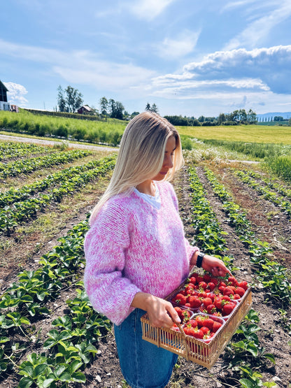 Midtsommer - nydelig genser med v-hals og vide ermer