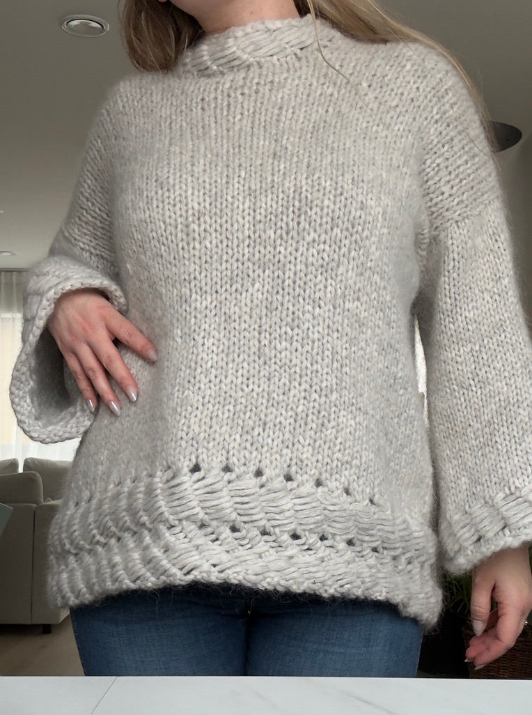 Skigaard-genseren – oversized strikkeoppskrift med unik struktur