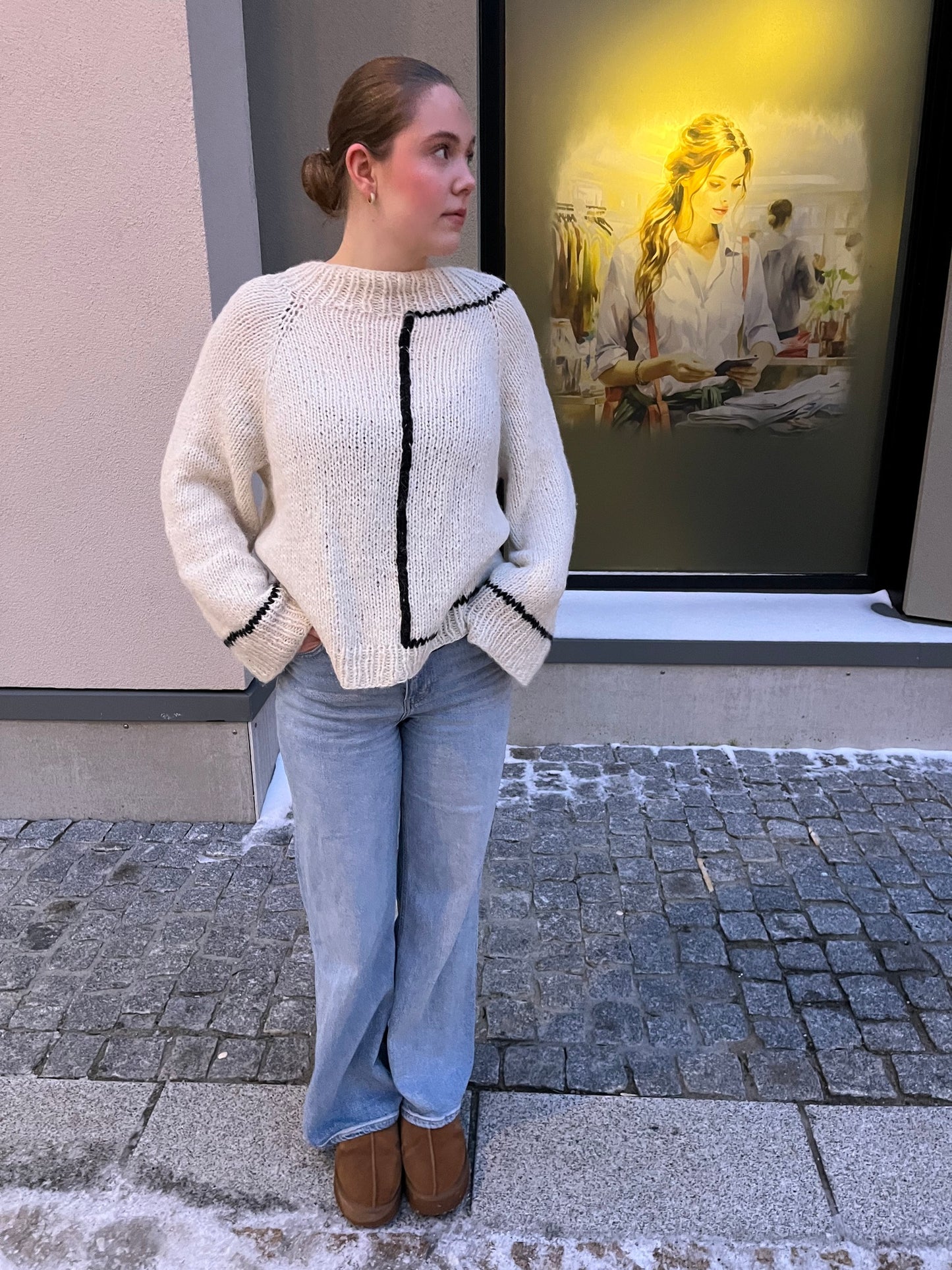 Contrast sweater – oversized genser med kontrastdetaljer