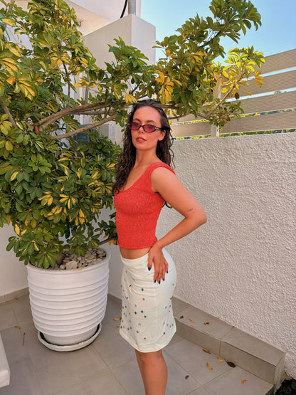 Sun glitter top – glitrende, ermeløs topp