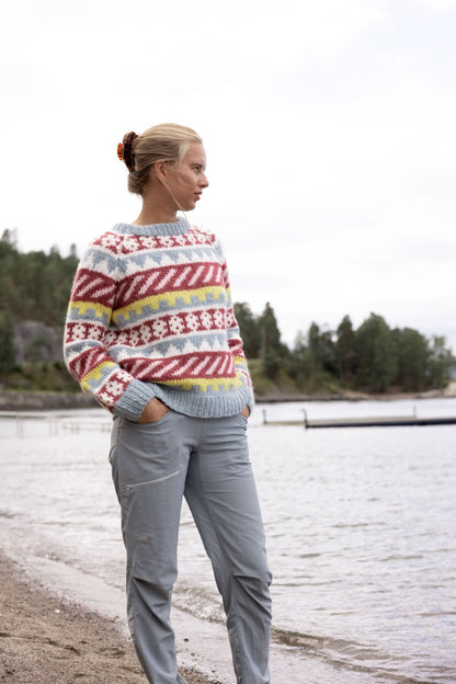 LANA Genser i Fnugg strikkepakke – fargerik retrogenser med garn og gratis oppskrift