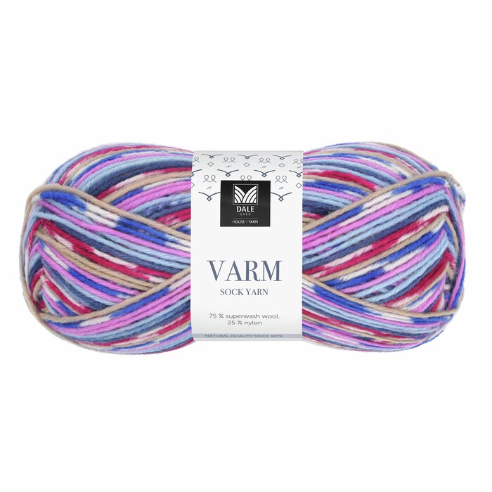 Varm 5104 Isrosa/Lys blå print