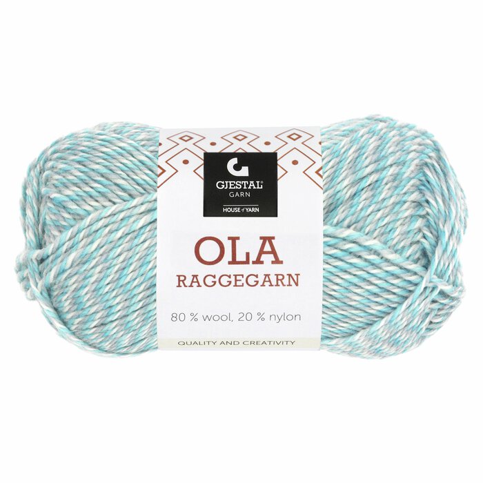 Ola Raggegarn 715 Hvit/Karibisk blå/Pudderblå mouline