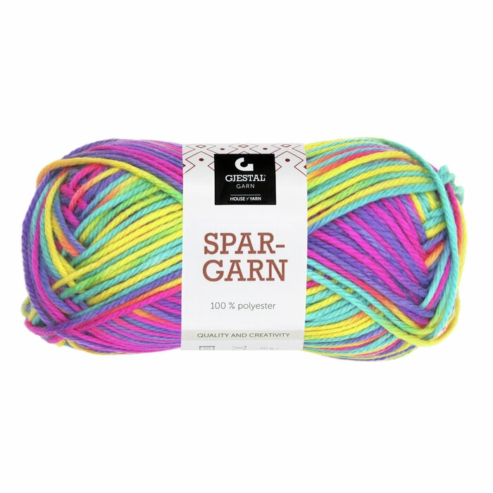 Spargarn 601 Gul/Rosa/Lilla/Turkis print