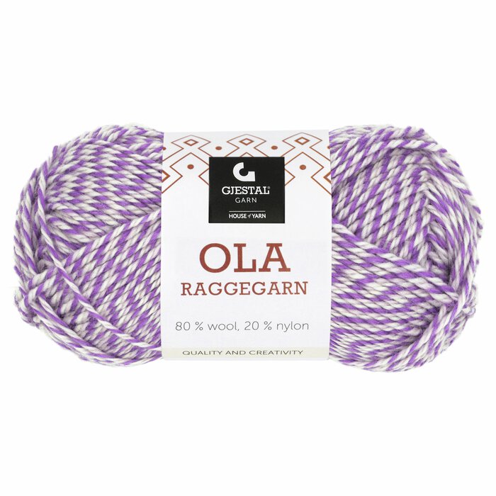 Ola Raggegarn 716 Lavendel/Pudderrosa/Hvit mouline