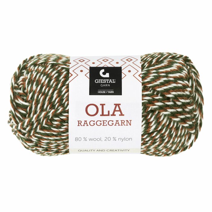 Ola Raggegarn 718 Brun/Grønn/Hvit mouline