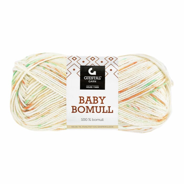 Baby bomull 523 Oransje/Skarp grønn print